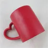 Sublimation Ceramic Matte Mugs Hot Water Change Color Mugs Heart Handles DIY Custom Print LOGO Photo Text Creative Valentines Gift FY5662 JN09