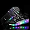 Athletic Outdoor Two Wheels Luminous Sneakers Led Light Roller Skate Shoes for Children Kids Boys Girls Up With wheels Shoe 230608