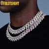 Collares pendientes 19mm Miami Cuban Chain Heavy Necklace 3Row CZ Gold Silver Color Iced Out Cubic Zirconia Men Hip Hop Jewelry 230608