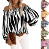 Blusas Femininas Listradas Sexy Moda Off Shoulder Chiffon Camisa Feminina Summer Tops E Chemises Blusas De Mujer Bonitas Y Baratas Olgadas