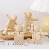 Semplice pittura bianca fai-da-te graffiti figura in legno per bambini decorazione da tavolo ornamenti giocattolo burattino puzzle comune