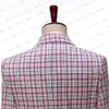 Ternos Masculinos Blazers Estilo 2023 Boutique Rosa Lattice Formal Negócios Conjunto Terno Masculino Noivo Vestido de Noiva Pesado Duplo 2 peças Jaqueta Calças 230609