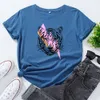 Męskie koszulki Tshirt z krótkim rękawem O-Neck Pink Tops Women Tiger Head Print Casual Women Lightning Druku