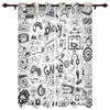 Curtain Play Game Black White Cartoon Graffiti Curtains For Living Room Window Bedroom Modern Indoor Home Decor