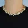 Zestawy biżuterii ślubnej moda Hip Hop Miami kubańska łańcuch o szerokości 19 mm szerokość bransoletki z CZ ciężką dla kobiet mężczyzn Hurtowy naszyjnik w stylu 230608