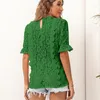 Bluzki damskie 2023 V SECK Summer Lace Blouse Kobiety zabytkowe puste koszule Krótki rękaw z rękawem Top Ruffle Sexy Boho Blusas 24624