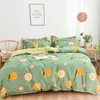 Set di biancheria da letto Lenzuola Copripiumini Cartone animato Frutta Stampa Decorazione Modelli Ispessito Puro cotone opaco