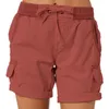 Shorts Femininos Calças Curtas Femininas de Verão Cintura Elástica Soltas Mulheres Bolsos Casuais ALine Cargo Candy Color Roupa de Casa Geral 230608