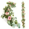 Kwiaty dekoracyjne 175 cm sztuczne eukaliptus pionia herbata kwiat pasek zielony roślina rattan dekoracja Symulacja liść