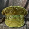 Beret Gold Sequin Burning Bride Military Hat Luxury Bridal Captain Sergeant Octagonal Festival Birthday Part 230608