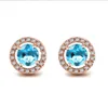2023 SOLE SELL أقراط الأزياء البسيطة المجوهرات 18K الذهب الأبيض ملء جودة عالية جولة قطع 5A الزركون مكعب CZ Diamond Multi Gemstones Women