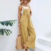 Dames Jumpsuits Rompertjes Vrouwen Casual Jumpsuits Zomer Vintage Katoen Linnen Bandjes Wijde Pijpen Broeken Mode Spaghetti Band Effen Bib Overalls Outfit 230608