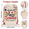 산타 자루 크리스마스 장식 캔버스 선물 가방 드로 스트링 XMA 사탕 저장 큰 가방 드로 스트링 포켓 선물 JN09