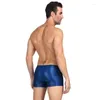 Unterhosen Kunstleder Männer Unterwäsche Boxer Ropa Interior Masculina Reißverschluss Solide Sexy Shorts Calzoncillos Hombre S M L XL MPS069