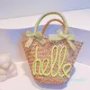 Designer Strandtassen Trendy Letter Gras Geweven Zak Zoete Schoonheid Nep Wind Geruite Boog Knoop Draagt Klein Ontwerp