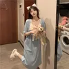 女性の睡眠のナイトドレスレディースパジャマかわいいバスローブスリープウーマン夏の服バスローブテリー女性長いドレスナイトウェア