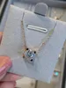 3D Square Shining Cz Zircon Crystal Diamond Pendant Halsband för kvinnor Bilmärkesdesigner 18K Rose Gold Earrings Link Choker Halsbandsmycken