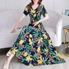 Basic Casual Dresses Women Summer Dress Floral Print Short Sleeve A-line Vestidos Elegant Vintage V-neck Plus Size Beach Style 230608