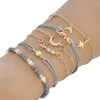Bracelets à maillons 6PCS Of Set Bohème Vent Bijoux Dames Simple Tempérament Mode Amour Pentagramme Lune Bracelet