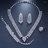 Ketting Oorbellen Set Europese Stijl Luxe Zirkoon Kristallen Sieraden Voor Vrouwen Dubai Bruid Bruiloft Prom Party Accessoire Parrure Bijoux Femme