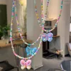 Anhänger Halsketten Y2K Süße Coole Bunte Acryllegierung Perlen Blume Schmetterling Halskette Choker Für Frauen Schmuck Zubehör