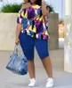 Tute da donna Summer Fashion Casual a due pezzi Set da donna con scollo obliquo allentato e spalle scoperte Tshirt pantaloni elastici