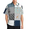 Camisas casuais masculinas Camisa com estampa de pele de girafa Animal Art Beach Loose Hawaii Fashion Blusas de manga curta Custom Oversize Tops