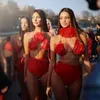 Costumi da bagno donna estate fiore tridimensionale sexy ragazza strappy vacanza al mare bikini vestito moda femminile costume da bagno brasiliano 230608