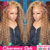 Hair pieces 13x4 Highlighted Kinky Curly Lace Frontal For Women Honey Blonde Colored Deep 4x4 Closure 230609