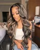 Lace Wigs 13X4 Highlight Cabelo Humano Virgem Peruana Corpo Wave Front Peruca Mel Loiro Castanho com Preto 13x6 Ondulado Frontal 230609