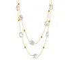 Подвесные ожерелья 2IN1 Большое жемчужное ожерелье для женщин Тенденция Девочки Шея Ювелирные украшения Свадебный подарок оптом