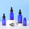 Flacon compte-gouttes vide en verre bleu cobalt 5-100ml avec Pipptte pour huiles essentielles aromathérapie Eliquid Erfaf