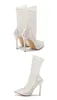 Kvinna Sandaler Summer Crystal Diamond Mesh Kvinnor pekade tå Fashion Breattable Red White Party Club Ankle Boots Shoes 230511
