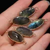 Charms 1 PCS Natural Semi-precious Stone Flash Labradorite Connector Pendants For DIY Jewelry Making Handmade Accessories