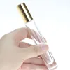 Bouteille de rouleau de verre de style long en gros de 10 ml parfums clairs bouteilles de parfum d'huile essentielle avec boule de rouleau en métal Klftk