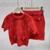 Vestidos casuais básicos desenhador vestido vermelho letra malha tops conjuntos para mulheres designer de moda senhoras saias curtas blusas de tricô t-shirt EC1X