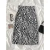 Jupes Femme Automne Vêtements pour femmes Taille haute Zebra Stripes Split Jupe Faldas Jupe