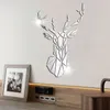 Wall Stickers 3D Mirror Wall Stickers Nordic Style Acrylic Deer Head Mirror Sticker Decal Removable Mural for DIY Home Living Room Wall Decors 230608