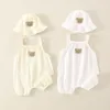 Rompers 2PCS Summer Baby Clothes Set With Cap Toddler Cute Bear Sling Romper Fisherman Hat Infant Girl Boy Jumpsuit Outfit 230608