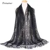 Scarves Fashion Women Silk Scarf Elegant Ladies Hollowed-out Jacquard Cut Flowers Lace Large Long Shawls Wrap W065