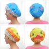 Söt djurvattentät duschkap kvinnor tecknad pvc tvätt ansikte hårskydd återförsäljningsbart spets elastiskt band bad hår kepsar anti-fum hatt