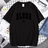 Men's T Shirts Aloha Summer In Hawaii Print Personality Male Tee Retro Graphic Short Sleeved Cool Cotton T-Shirt