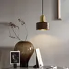 Hängslampor full mässing valnöt lampa sovrum sovrum hängande lätt kreativ retro solid trä restaurang hemvistbar fixturer