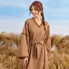 Casual Dresses Women Elegant Maxi 2023 Autumn Winter V-Neck Flare Long Sleeve Solid Belt Turkish Evening Party Robe Vestidos