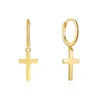 Boucles d'oreilles créoles minimalistes en argent sterling 925 pour femme or/argent croix avec breloque minuscules créoles en or cadeau