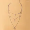 Collane con ciondolo Bohemian Hollow Geometry Heart Pandent Collana per donna Multistrato Lettera Argento Color Choker Party Jewelry