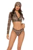 Kvinnors badkläder Kvinnors 3-delade Set Bikini Bathing Swim Suit Push Up Bathing Suit Långärmad strandkläder Brasiliansk Leopard Zebra Mönster Bikini 230608