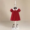 Robes pour filles Robe d'été rouge pour enfants Coton Robe de princesse douce et mignonne Fille Robe pour enfants Jupe Dentelle Robe pour enfants frais 230608