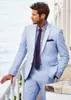 Smoking da sposo blu chiaro nuovo di zecca Notch Risvolto Slim Fit Uomo Smoking da sposa Moda Uomo Giacca Blazer Uomo Prom Dinner / Darty Suit Giacca Pantaloni Cravatta 639