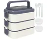 Set di stoviglie Kenuket Bento Box Lunch Contenitore per adulti con 3 litri di grande capacità Microonde sicuro 3 strati Impilabile Leakproo